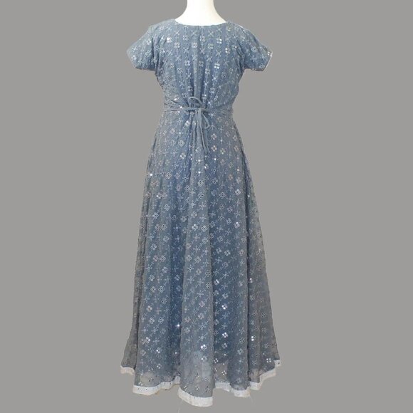 Grey Dress with Intricate Mirror Work | Muvvas Boutique - Picture 13 of 13